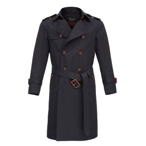 Dwurzędowy płaszcz trencz Casablanca, granatowy 