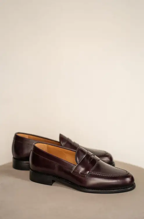 Loafersy Berwick 9628-K9, oxblood - para, profil