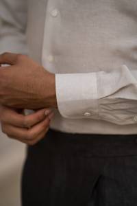 Koszula button down beżowa lniana - Zack Roman