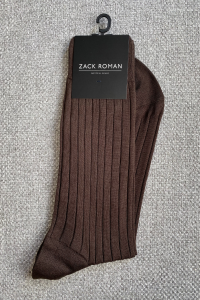 Skarpetki brązowe żebrowane bawełniane - Zack Roman