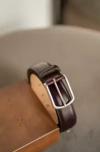 Pasek męski Berwick burgundowy skórzany - Zack Roman