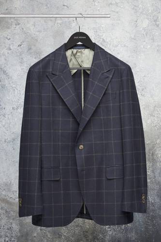 Garnitur Firenze kratka windowpane granatowy wełniany - Zack Roman