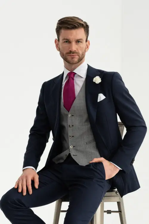 Kamizelka Prince of Wales szara niebieska wełniana - Zack Roman