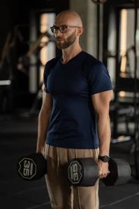 Granatowy T-shirt V-neck