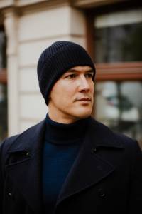 Golf merino granatowy - Zack Roman