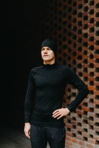 Longsleeve sportowy merino czarny 195g - Zack Roman