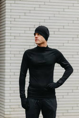 Longsleeve sportowy merino czarny 195g - Zack Roman