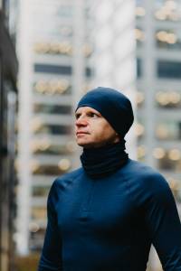 Longsleeve sportowy merino granatowy 195g - Zack Roman