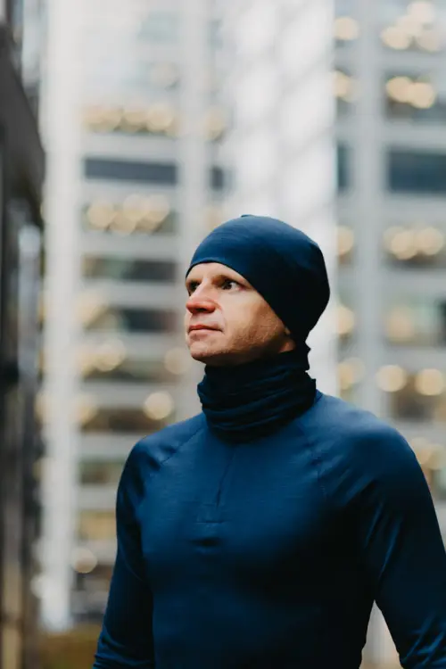 Longsleeve sportowy z wełny merino, granatowy, 195 - zdjęcie 4