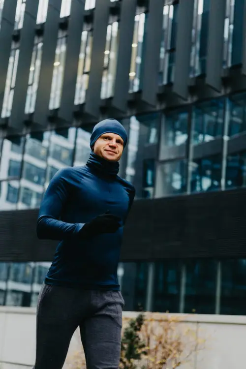 Longsleeve sportowy z wełny merino, granatowy, 195 - w mieście