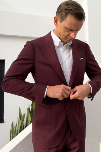 Garnitur Air, bordowy, wełniany