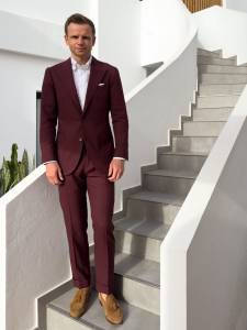 Spodnie Air bordowe wełniane - Zack Roman