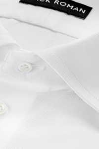 Biała koszula w drobną fakturę Piquet