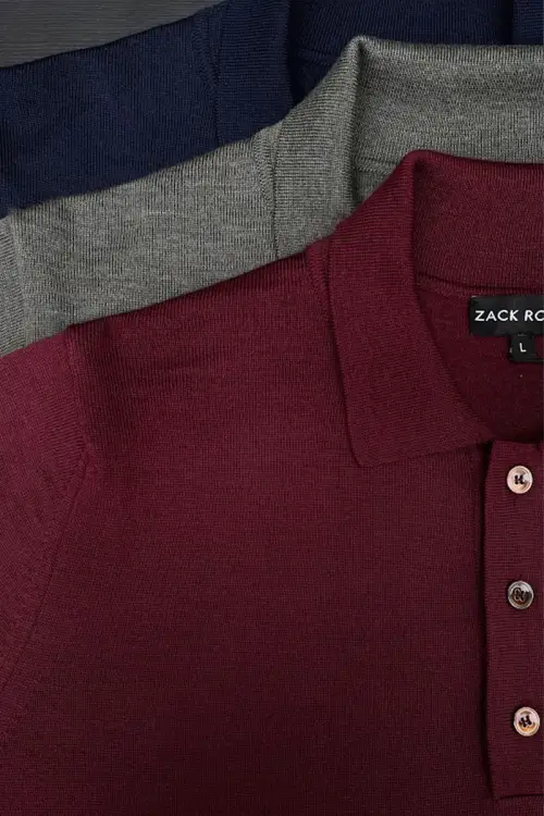 Sweter Polo wełniany, granatowy