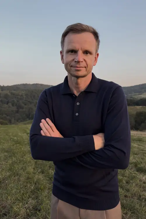 Sweter Polo wełniany, granatowy