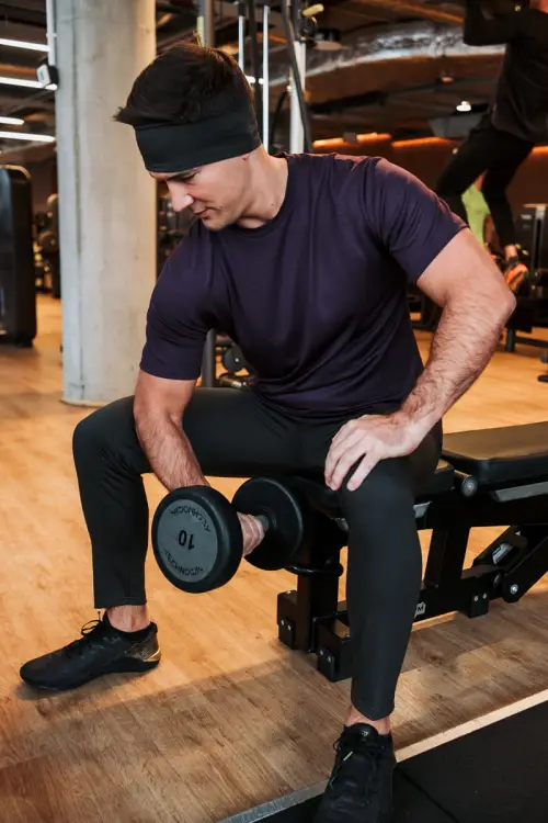 Legginsy sportowe z wełny merino, khaki - zdjęcie 4