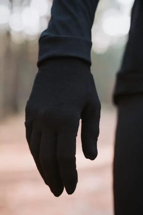 Rękawiczki sportowe z wełny merino, czarne - zdjęcie 6