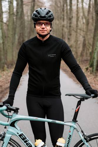 Koszulka kolarska Extra Warm merino czarna 283g - Zack Roman
