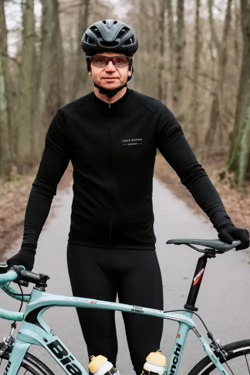 Koszulka kolarska Extra Warm merino czarna 283g - Zack Roman