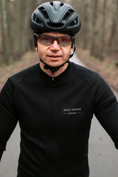 Koszulka kolarska Extra Warm merino czarna 283g - Zack Roman