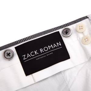 Spodnie garniturowe Prince of Wales szare wełniane - Zack Roman