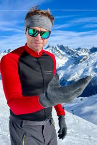 Koszulka kolarska Extra Warm merino czarno-czerwona 283g - Zack Roman