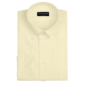 Żółta koszula OCBD, preppy, bawełna organiczna
