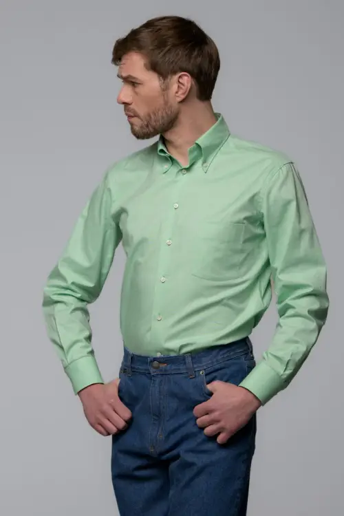 Zielona koszula OCBD, preppy, bawełna organiczna - zdjęcie 5