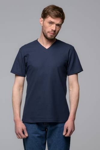 T-shirt V-neck Giro, granatowy