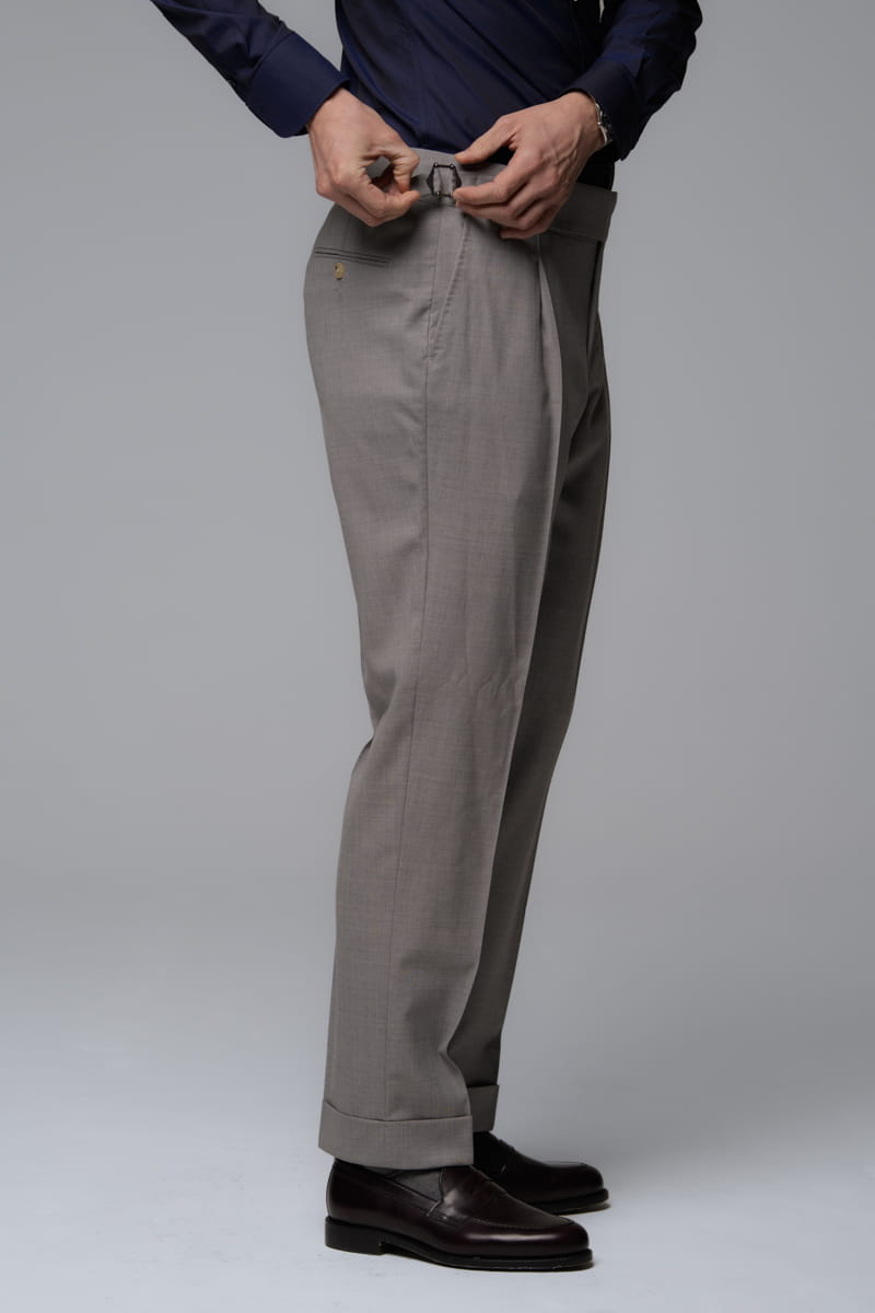 Spodnie Grant,  jasnoszare, wełniane