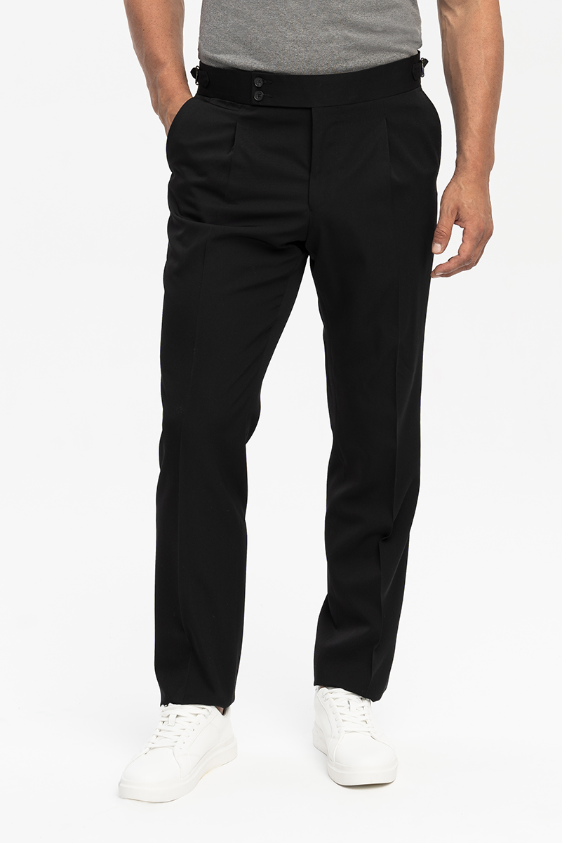 Czarne spodnie gabardynowe Biella, wełniane