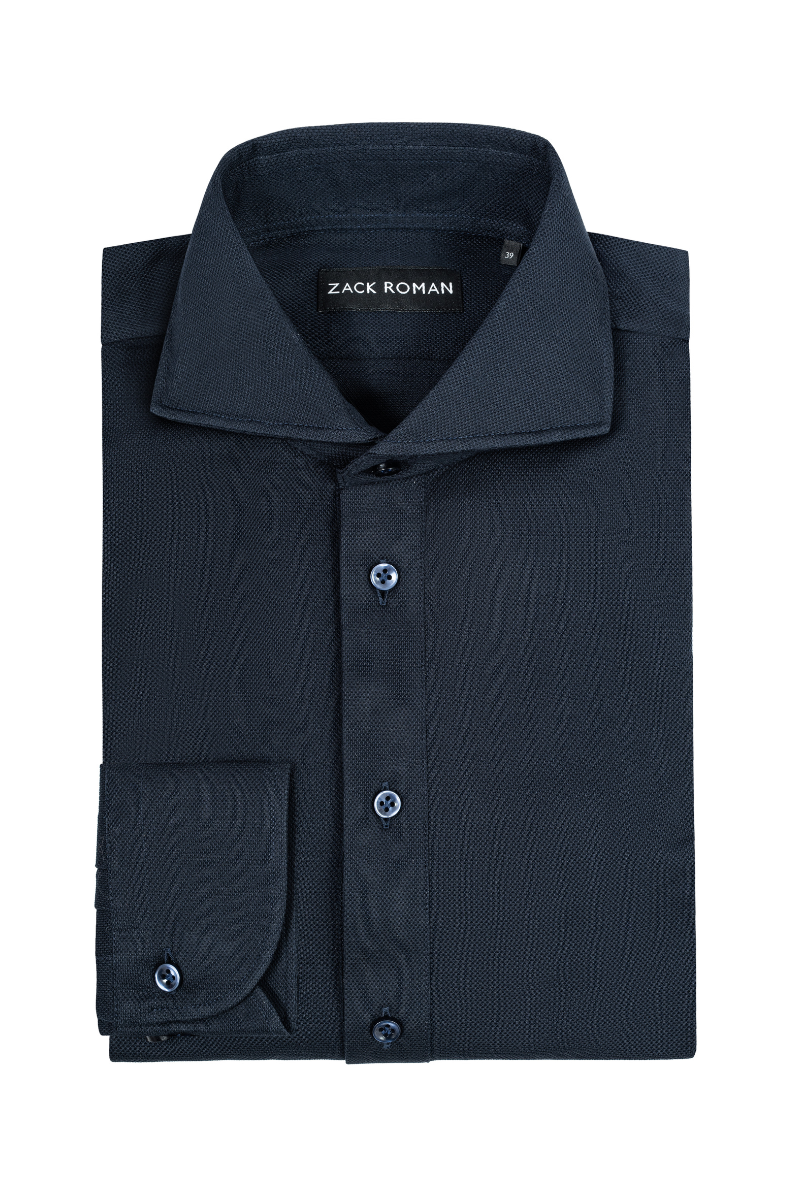 Granatowy popover Piquet, bawełniany